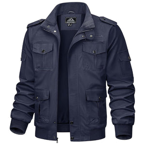 TACVASEN Navy Men's Cargo Jackets Military Jackets with Multi Pockets