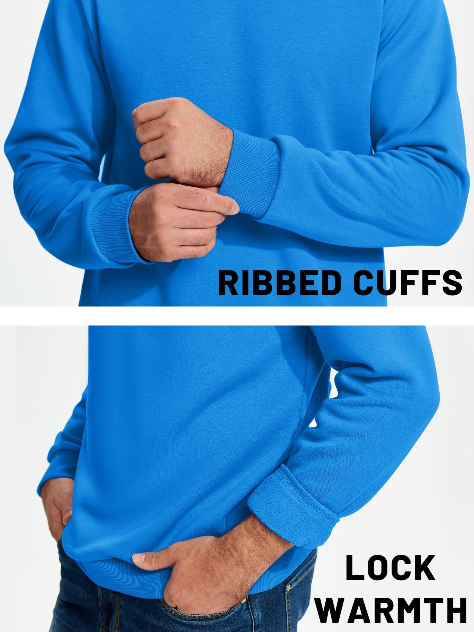 TACVASEN Black Men's Casual Fleece Lined Pullover Sweatshirts