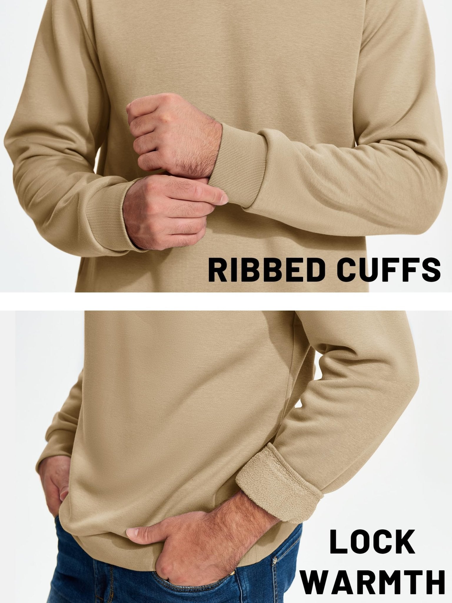 TACVASEN Black Men's Casual Fleece Lined Pullover Sweatshirts