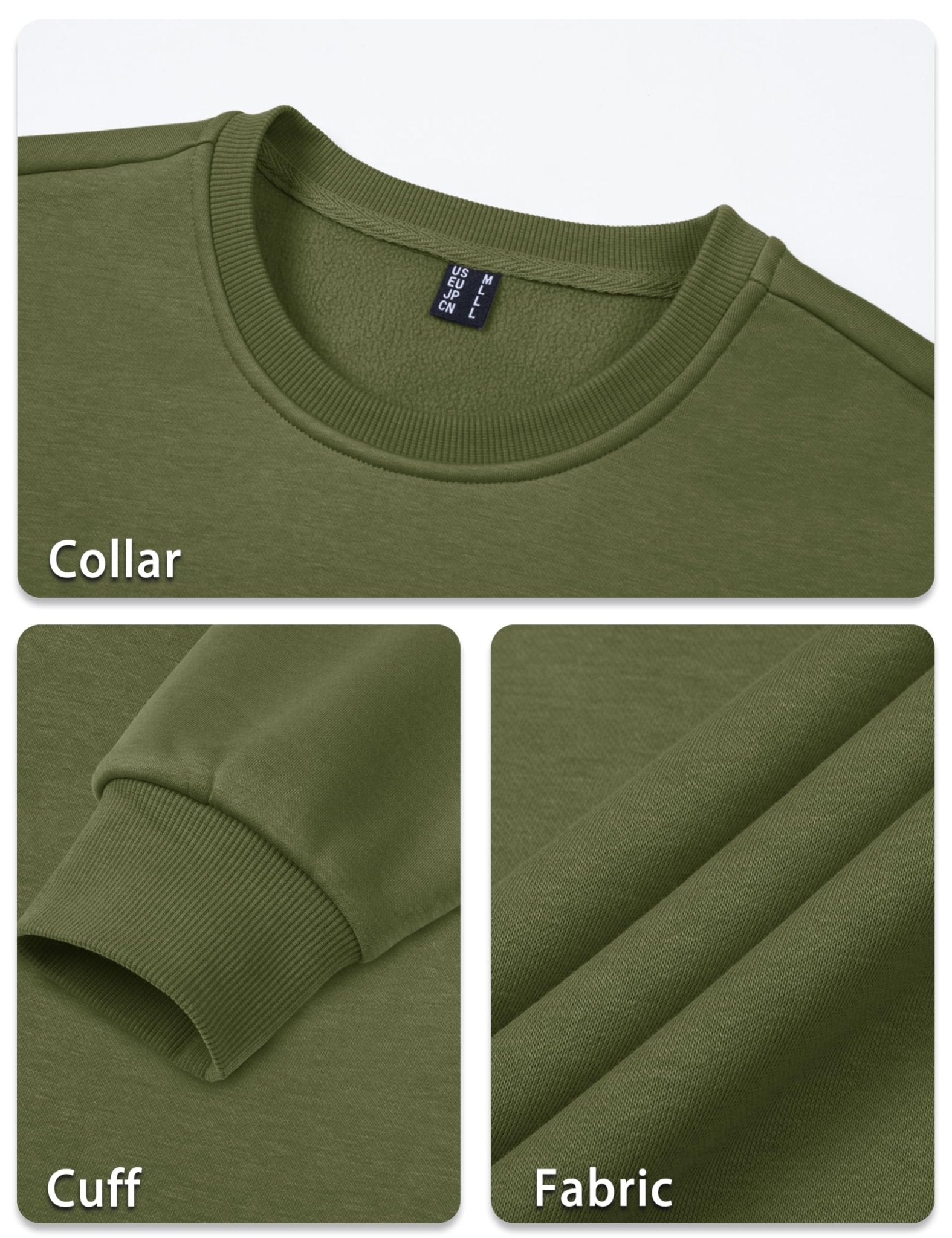 TACVASEN Black Men's Casual Fleece Lined Pullover Sweatshirts