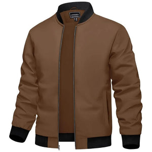 TACVASEN Brown Men's Casual Lightweight Bomber Jacket - Slim Fit Coat