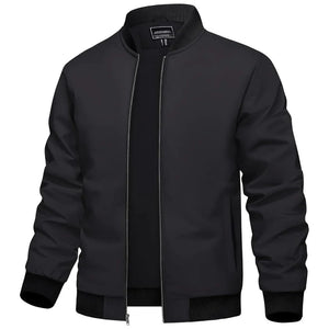 TACVASEN Black Men's Casual Lightweight Bomber Jacket - Slim Fit Coat