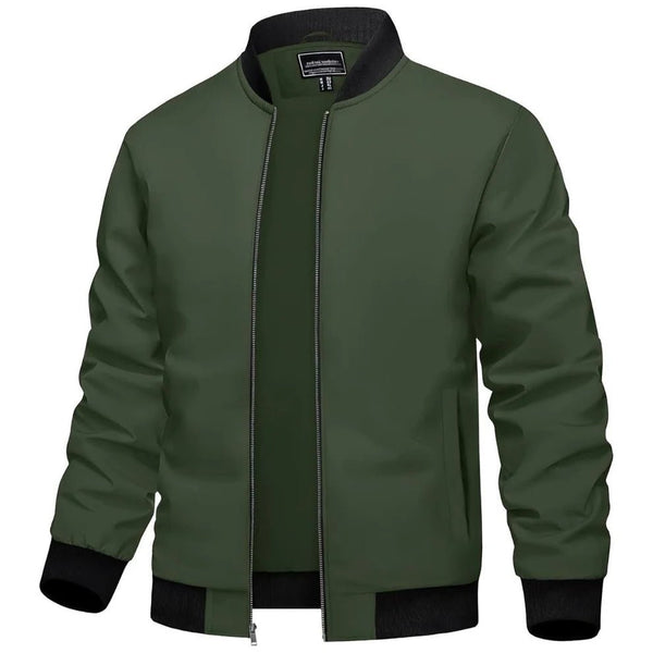 TACVASEN Army Green Men's Casual Lightweight Bomber Jacket - Slim Fit Coat