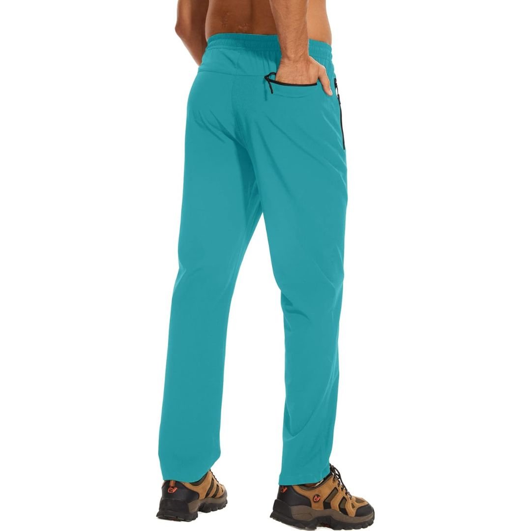 TACVASEN Lake Blue Men's Casual Pants Lightweight Quick Dry Water Resistant Joggers with Pockets