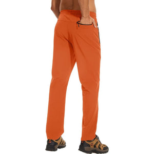 TACVASEN Orange Men's Casual Pants Lightweight Quick Dry Water Resistant Joggers with Pockets