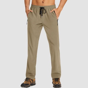 TACVASEN Khaki Men's Casual Pants Lightweight Quick Dry Water Resistant Joggers with Pockets