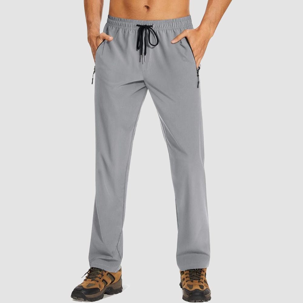 TACVASEN Light Gray Men's Casual Pants Lightweight Quick Dry Water Resistant Joggers with Pockets