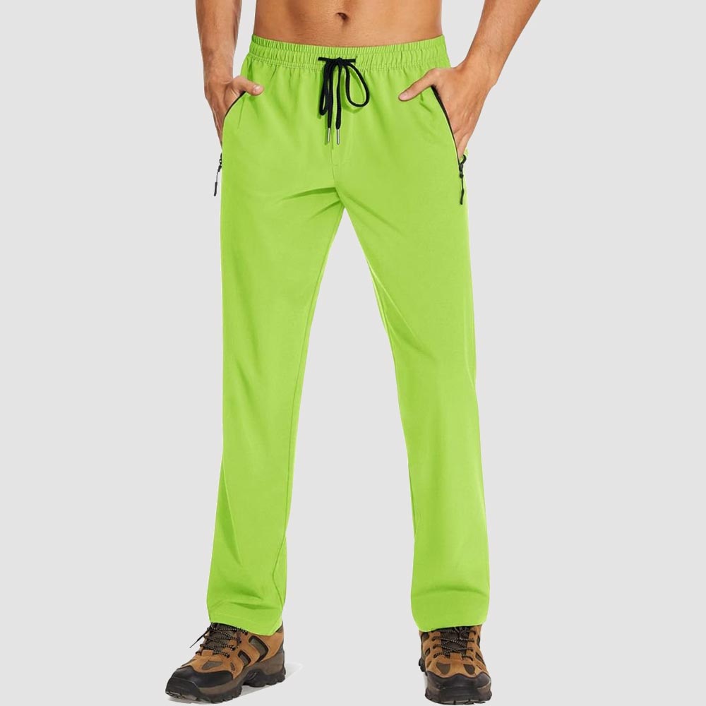 TACVASEN Yellow Green Men's Casual Pants Lightweight Quick Dry Water Resistant Joggers with Pockets