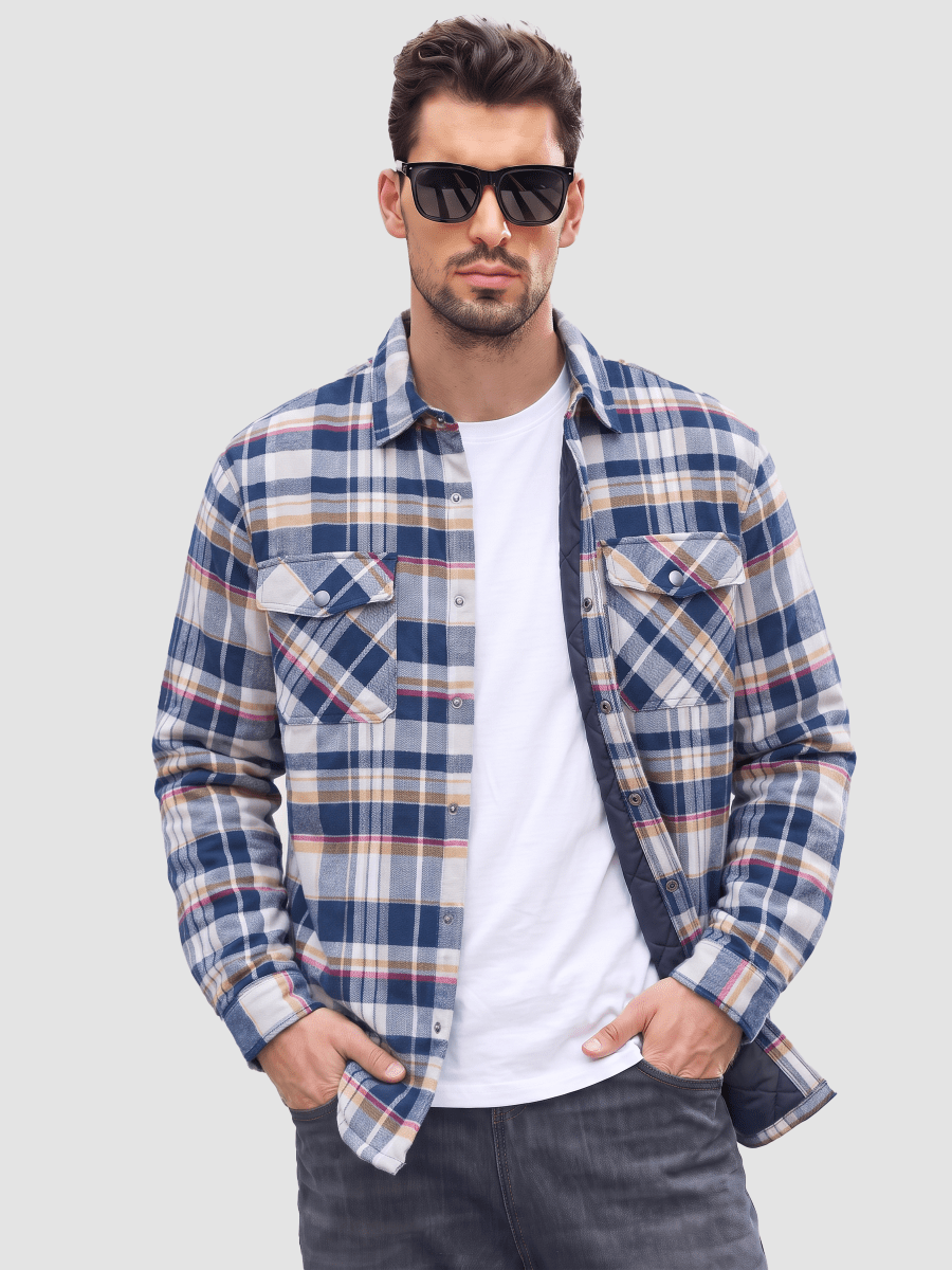 TACVASEN Yellow Men's Casual Plaid Long Sleeve Button Up Flannel Shirt Jacket