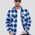 TACVASEN Blue White Men's Casual Plaid Long Sleeve Button Up Flannel Shirt Jacket