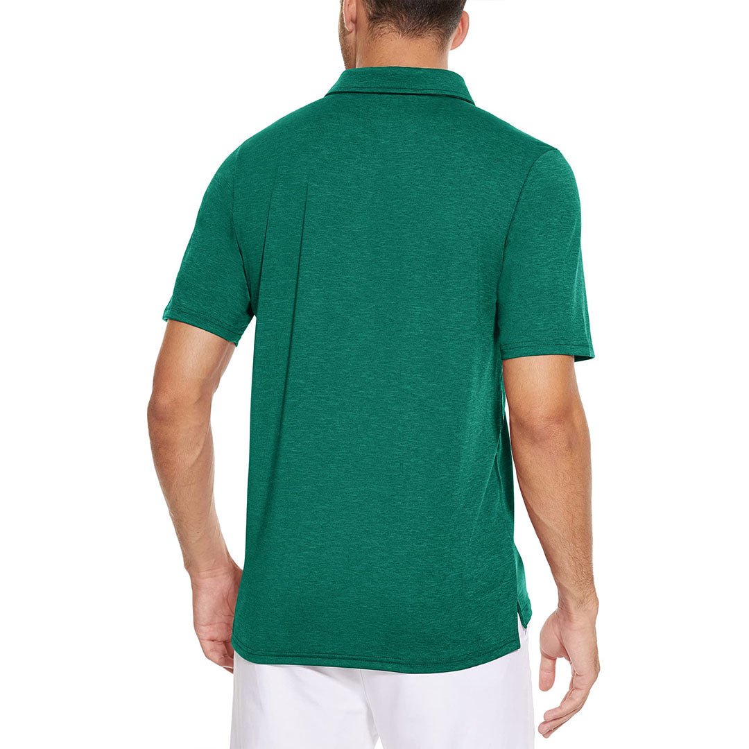 TACVASEN Emerald Green Men's Casual Polo Golf Shirts Quick Dry 3 Buttons