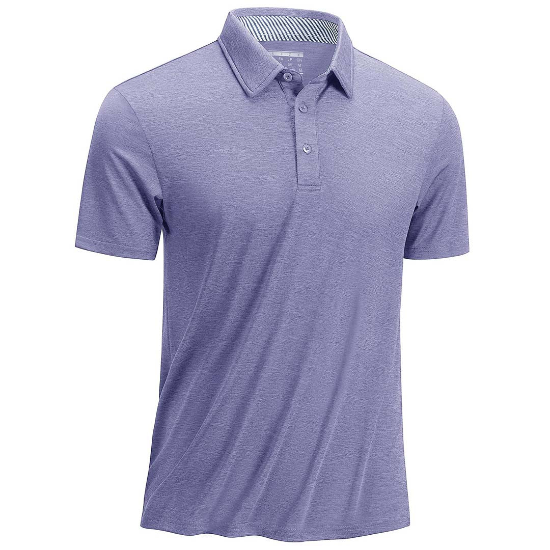 TACVASEN Light Purple Men's Casual Polo Golf Shirts Quick Dry 3 Buttons