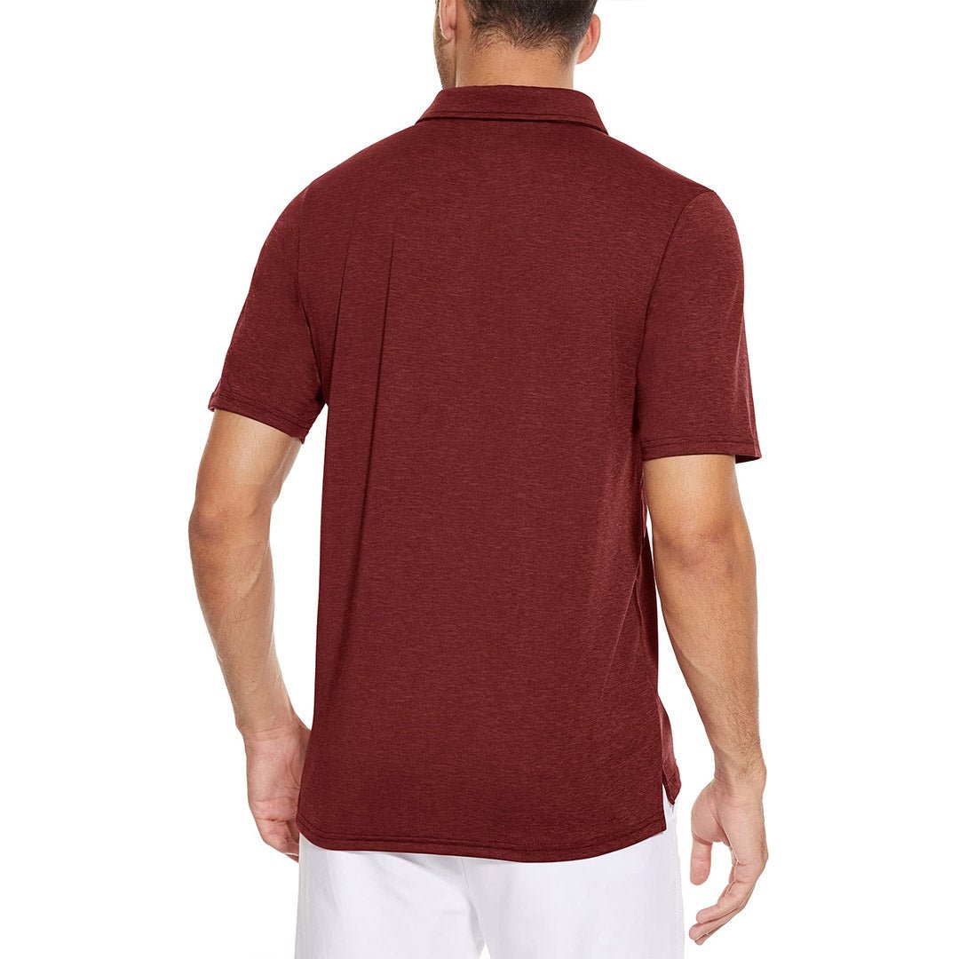 TACVASEN Wine Red Men's Casual Polo Golf Shirts Quick Dry 3 Buttons