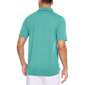 TACVASEN Light Green Men's Casual Polo Golf Shirts Quick Dry 3 Buttons