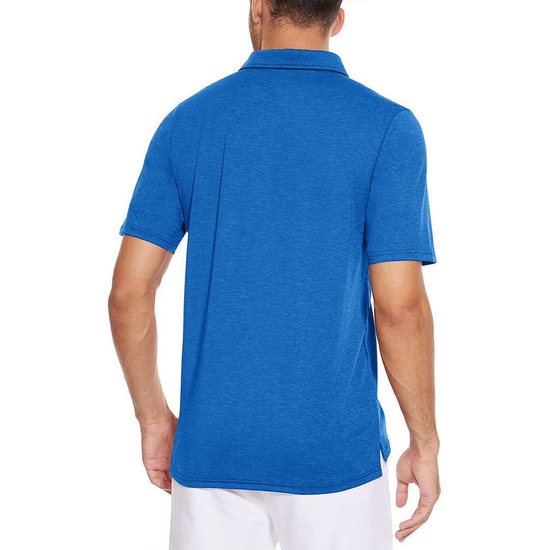 TACVASEN Sea Blue Men's Casual Polo Golf Shirts Quick Dry 3 Buttons