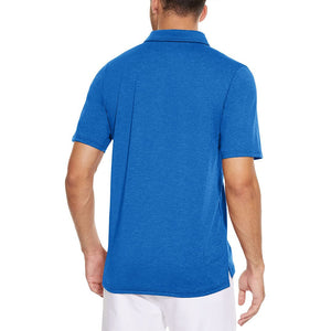 TACVASEN Sea Blue Men's Casual Polo Golf Shirts Quick Dry 3 Buttons