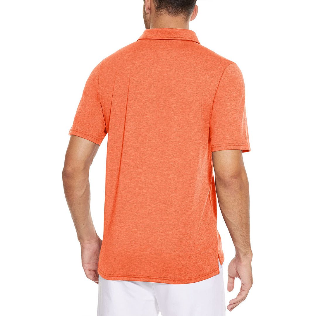 TACVASEN Orange Men's Casual Polo Golf Shirts Quick Dry 3 Buttons