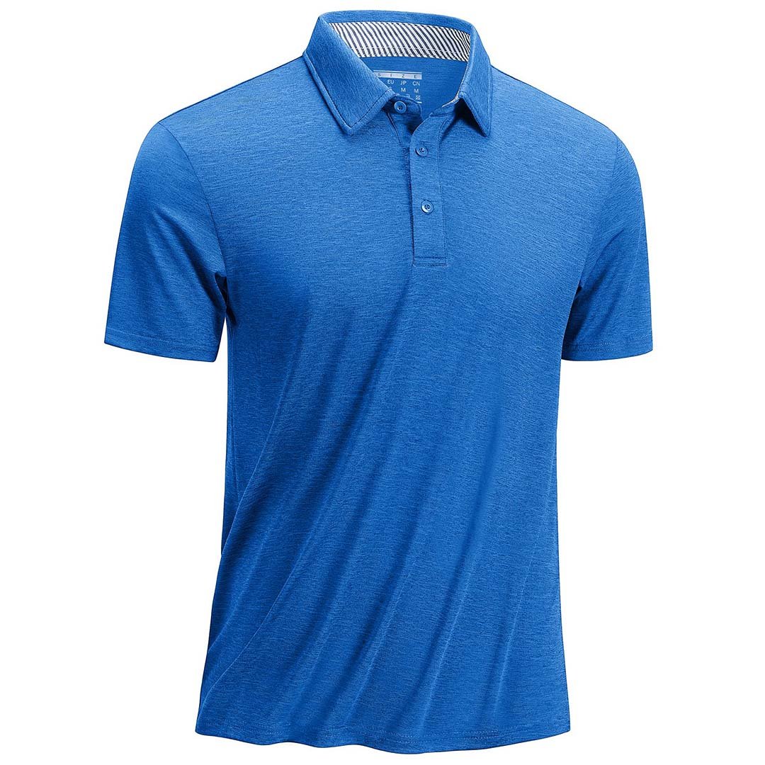 TACVASEN Sea Blue Men's Casual Polo Golf Shirts Quick Dry 3 Buttons