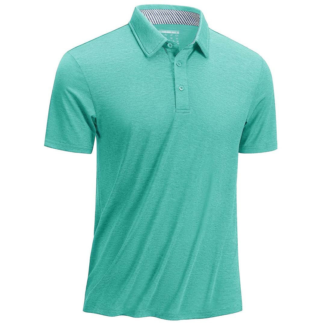 TACVASEN Light Green Men's Casual Polo Golf Shirts Quick Dry 3 Buttons