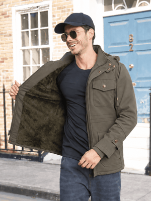 TACVASEN Army Green Men's Casual Winter Cotton Military Jacket Classic