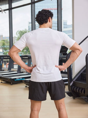 TACVASEN White Men's Compression short sleeved quick drying sports T-shirt