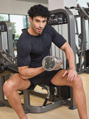 TACVASEN Black Men's Compression short sleeved quick drying sports T-shirt