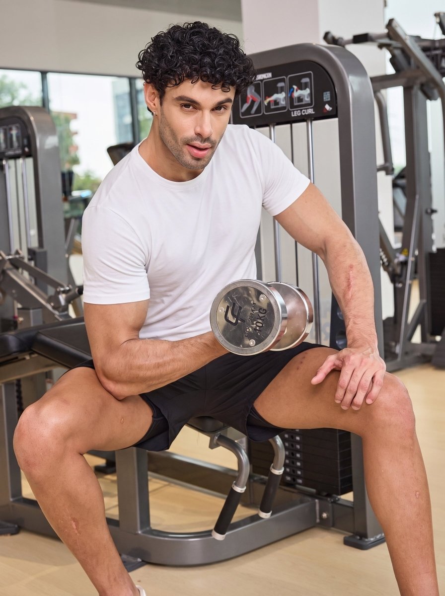 TACVASEN White Men's Compression short sleeved quick drying sports T-shirt