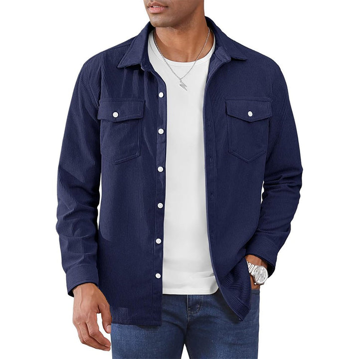 Men’s Corduroy Button Down Long Sleeve Lightweight Casual Shirt Jacket - B23M2024