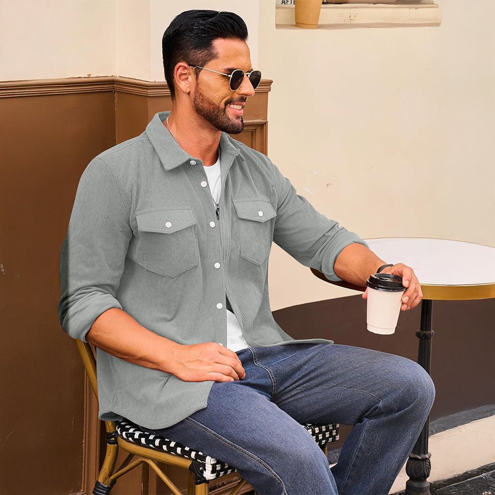 Men's Corduroy Jacket Casual Lightweight Shirt Jacket - B23M2024