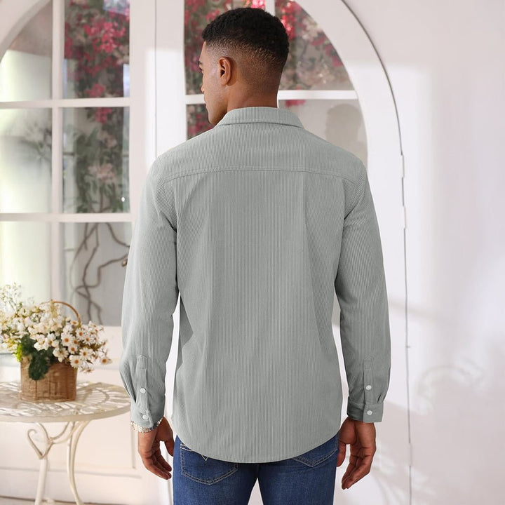 Men’s Corduroy Button Down Long Sleeve Lightweight Casual Shirt Jacket - B23M2024