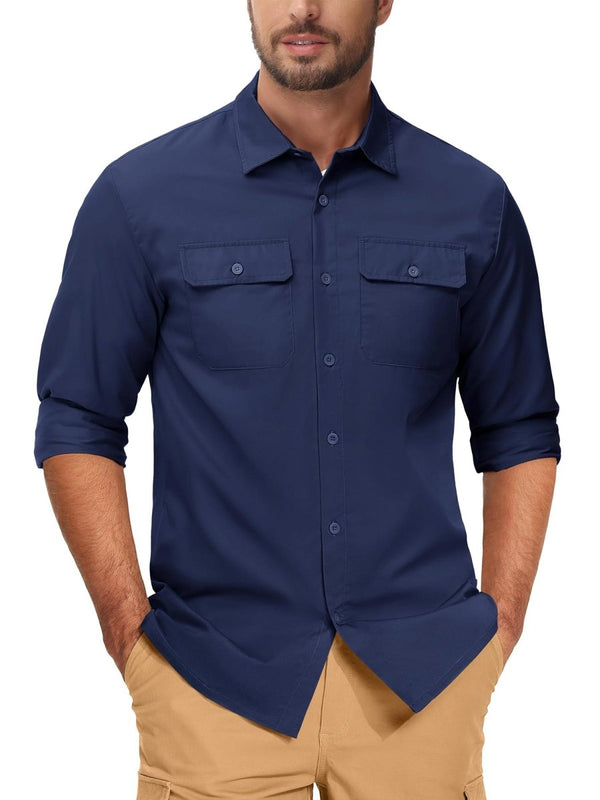 TACVASEN Navy Men's Cotton Casual Stylish Shirts