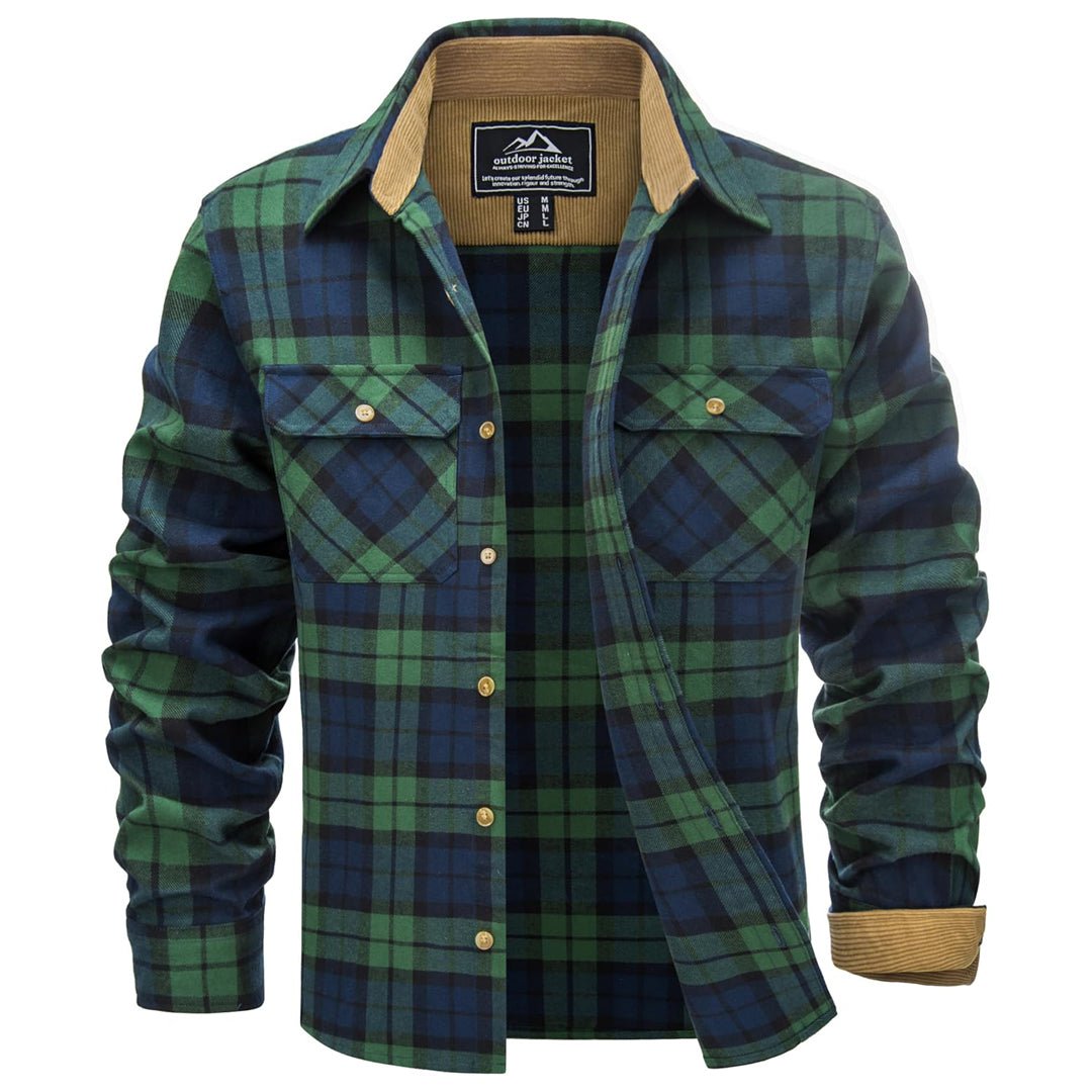 Men's Cotton Flannel Shirt Long Sleeve Casual Plaid - google_men_lightweight_jacket