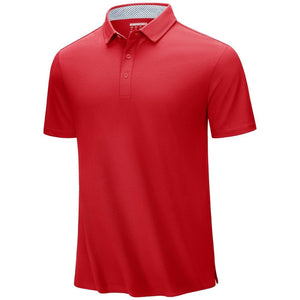 TACVASEN Tomato Red Men's Cotton Pique Short Sleeve Classic Fit Polo Shirt