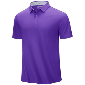 TACVASEN Purple Men's Cotton Pique Short Sleeve Classic Fit Polo Shirt
