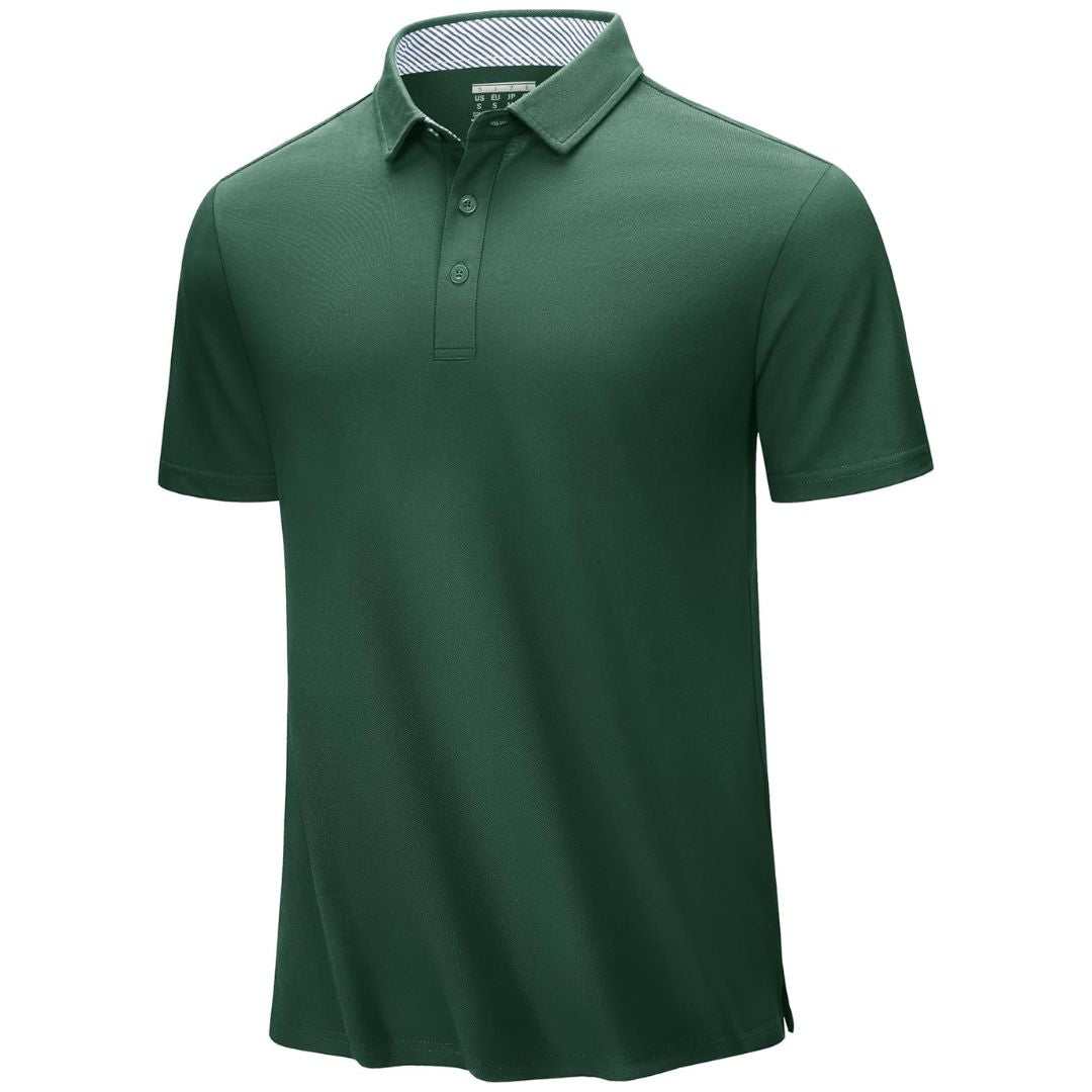 TACVASEN Dark Green Men's Cotton Pique Short Sleeve Classic Fit Polo Shirt