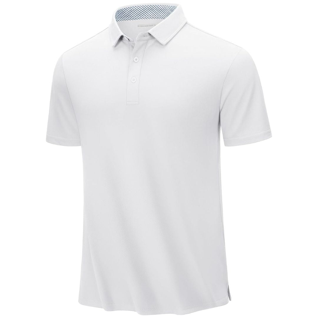 TACVASEN White Men's Cotton Pique Short Sleeve Classic Fit Polo Shirt