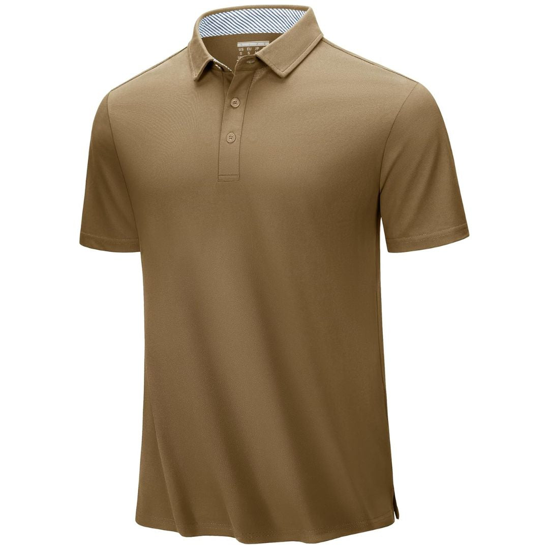 TACVASEN Brown Men's Cotton Pique Short Sleeve Classic Fit Polo Shirt