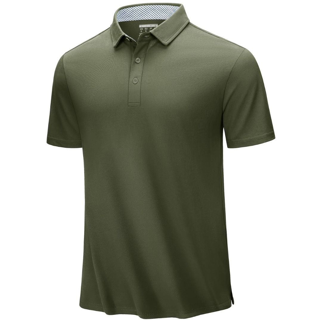 TACVASEN Army Green Men's Cotton Pique Short Sleeve Classic Fit Polo Shirt