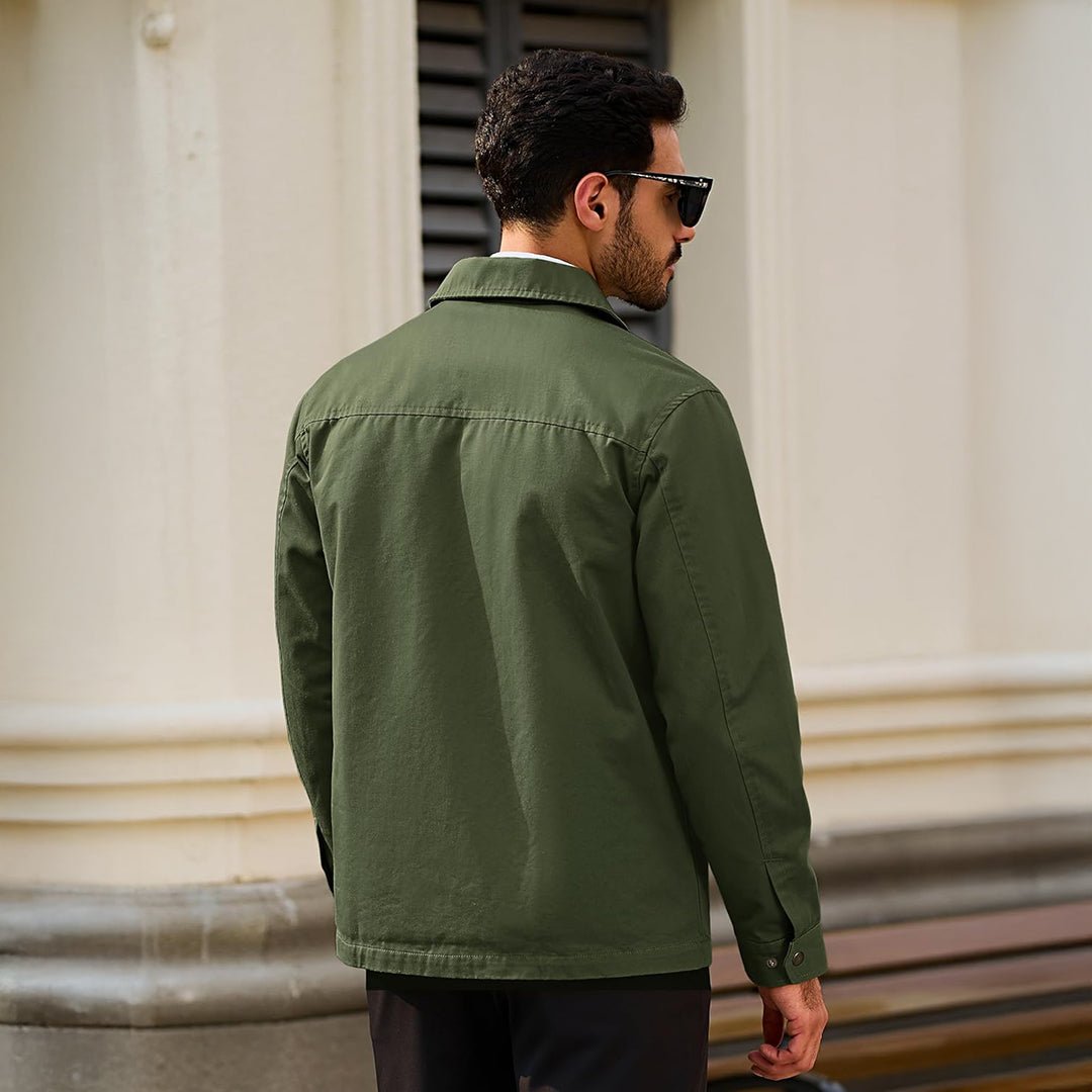 TACVASEN Army Green Cotton Windbreaker Full Zip Lightweight Jacket