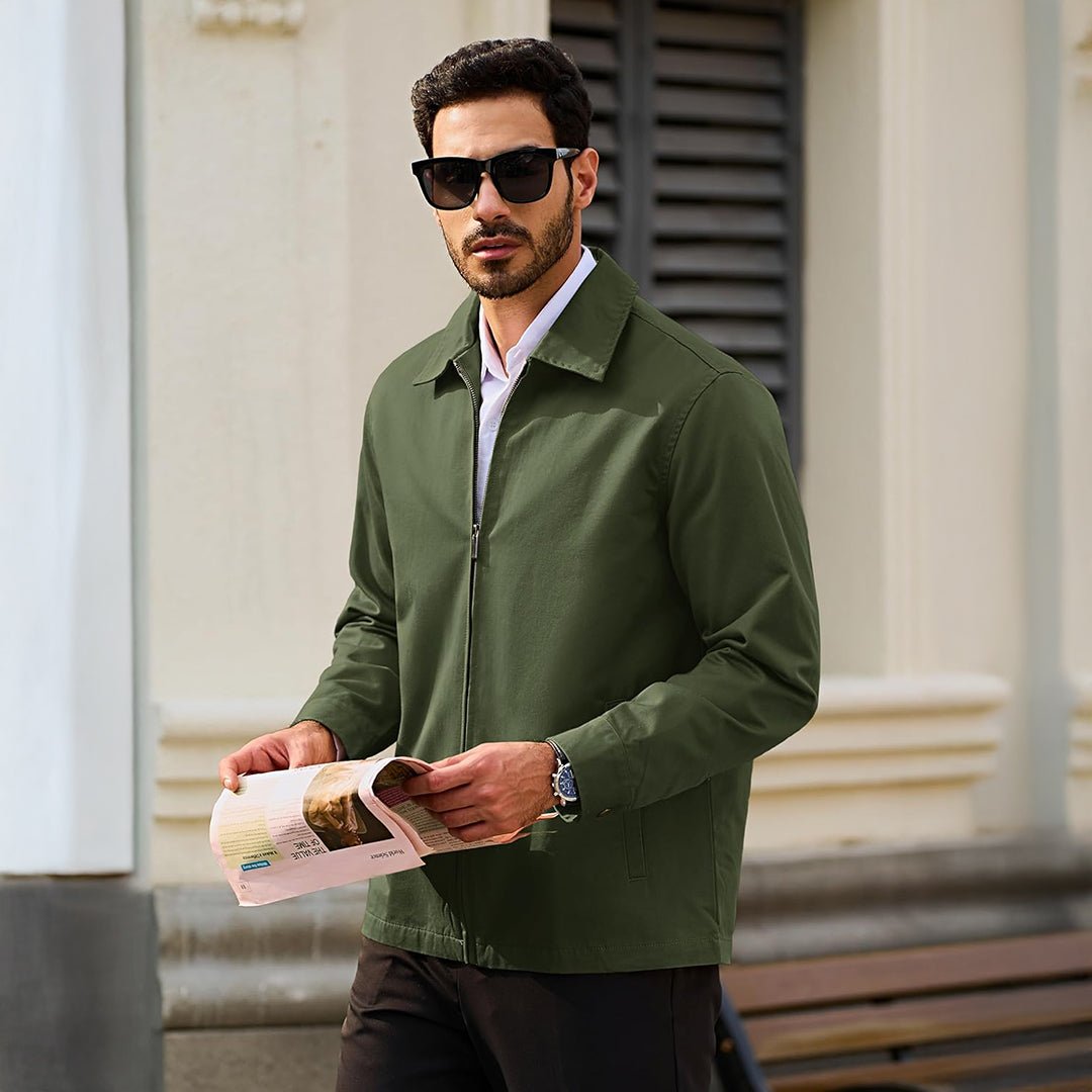 TACVASEN Army Green Cotton Windbreaker Full Zip Lightweight Jacket
