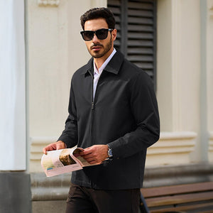 TACVASEN Black Cotton Windbreaker Full Zip Lightweight Jacket
