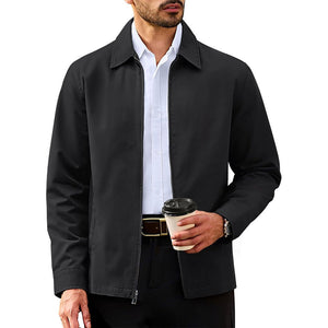 TACVASEN Black Cotton Windbreaker Full Zip Lightweight Jacket
