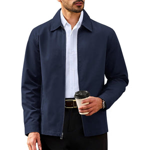 TACVASEN Navy Cotton Windbreaker Full Zip Lightweight Jacket