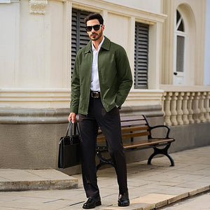 TACVASEN Army Green Cotton Windbreaker Full Zip Lightweight Jacket