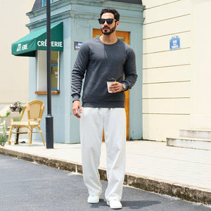 TACVASEN Black Men's Sherpa Lined Sweatshirt Warm Heavyweight Fleece Pullover