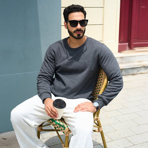TACVASEN Black Men's Sherpa Lined Sweatshirt Warm Heavyweight Fleece Pullover