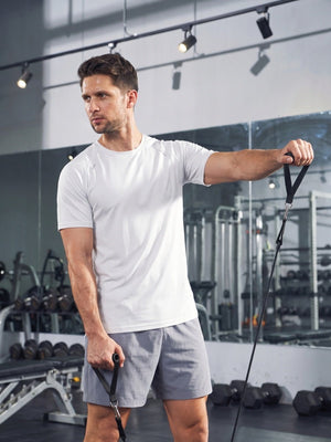 TACVASEN White Men's Dry Fit Shirts Mesh Short Sleeve Athletic
