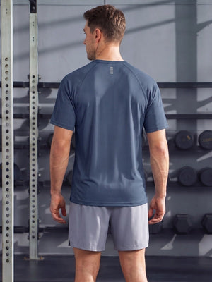 TACVASEN Blue Grey Men's Dry Fit Shirts Mesh Short Sleeve Athletic