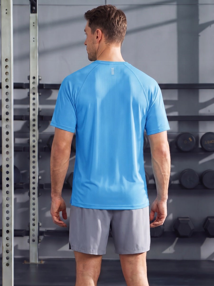 TACVASEN Azure Men's Dry Fit Shirts Mesh Short Sleeve Athletic