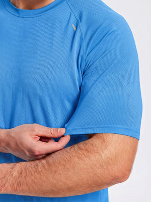 TACVASEN Azure Men's Dry Fit Shirts Mesh Short Sleeve Athletic